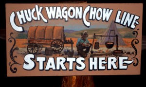 CHUCK WAGON CHOW LINE STARTS HERE SIGN