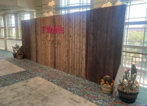 20 FT X 8 FT - WOODEN WALL - HALF BARREL CACTUS DECOR